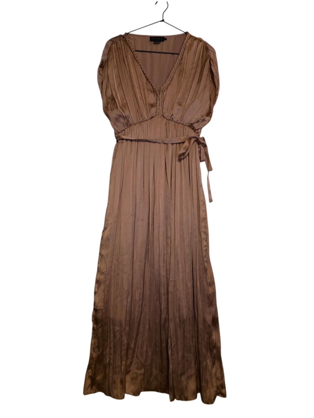 HATCH Maternity Dress Long Satin Pleated Rose Gold Size 1/S - Picture 5 of 12